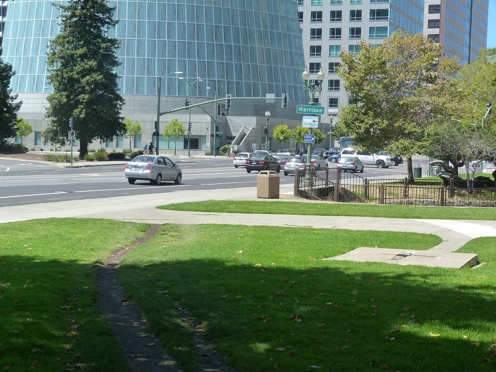 Grand Avenue at Harrison Street, Oakland, California (stock photo)
